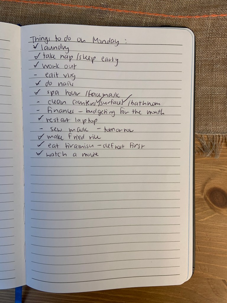 My List of Things to Do on Monday