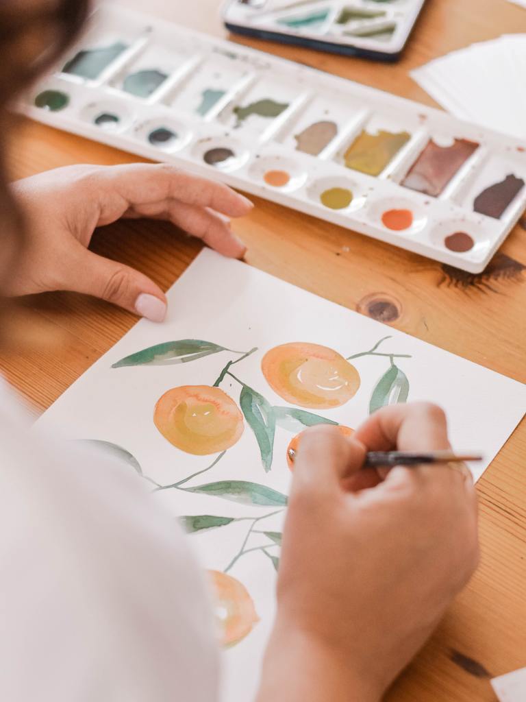 Picture of watercoloring oranges